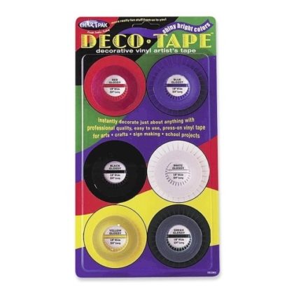 Deco Tape Blk, Red, Ble,Yellow,White, Grn 6pak