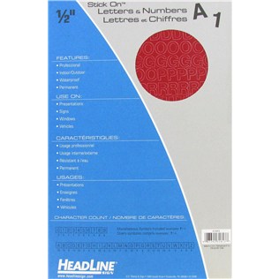 Vinyl Stick On Letters & Num. Red Cap 1/2"
