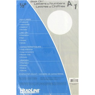 Vinyl Stick On Letters & Num. Wht Cap 1/2"