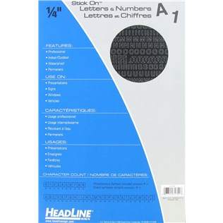 Vinyl Stick On Letters & Num. Blk 1/4"