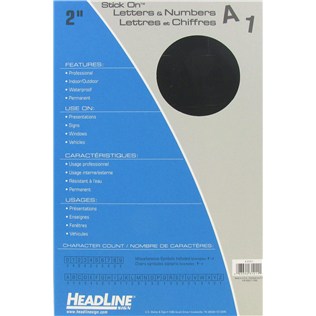 Vinyl Stick On Letters & Num. Blk 2"