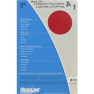 Vinyl Stick On Letters & Num. Red Cap 2"