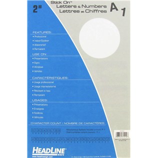 Vinyl Stick On Letters & Num. Wht 2"