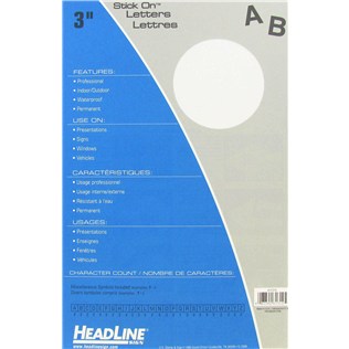 Vinyl Stick On Letters & Num. Wht 3"