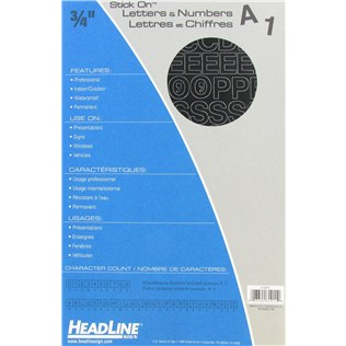 Vinyl Stick On Letters & Num. Blk 3/4"