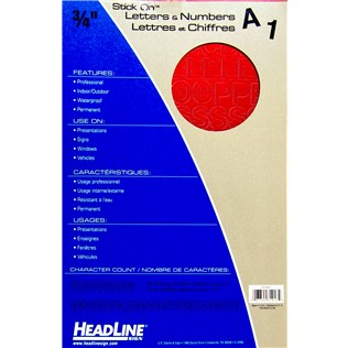 Vinyl Stick On Letters & Num. Red Cap 3/4"